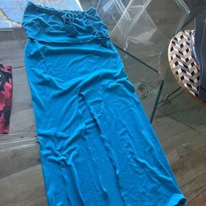 Blue maxi skirt with slit